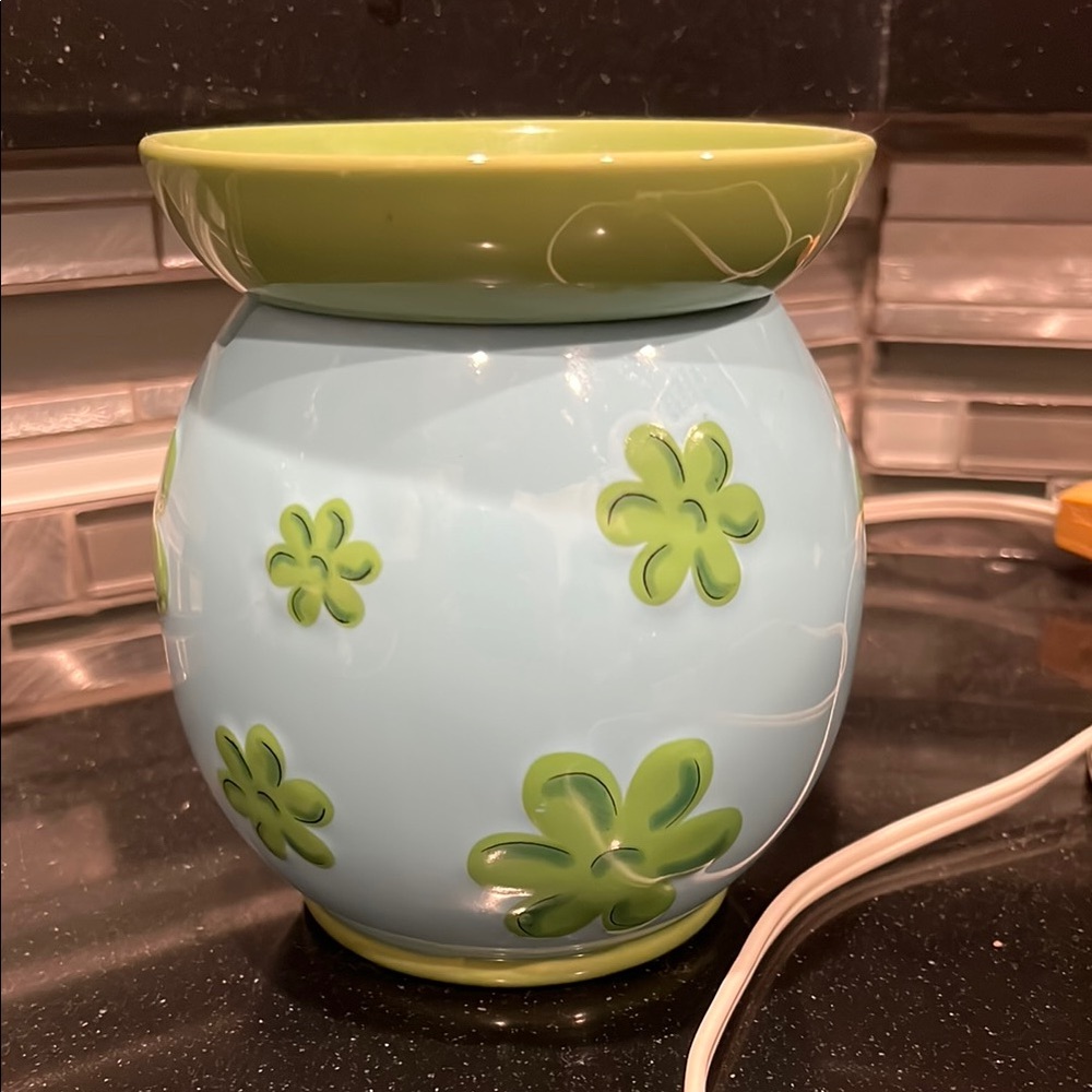 Blue Green Flower Ceramic Wax Warmer
